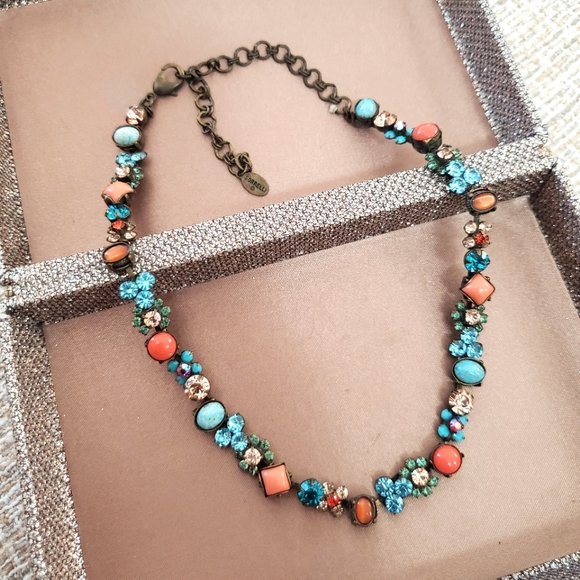 Sorrelli Turquoise Coral Crystal Necklace - Picture 1 of 9